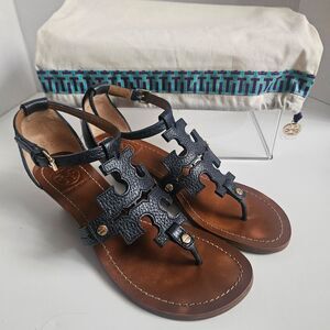 Tory Burch Chandler Wedge Sandal Navy Size 6.5